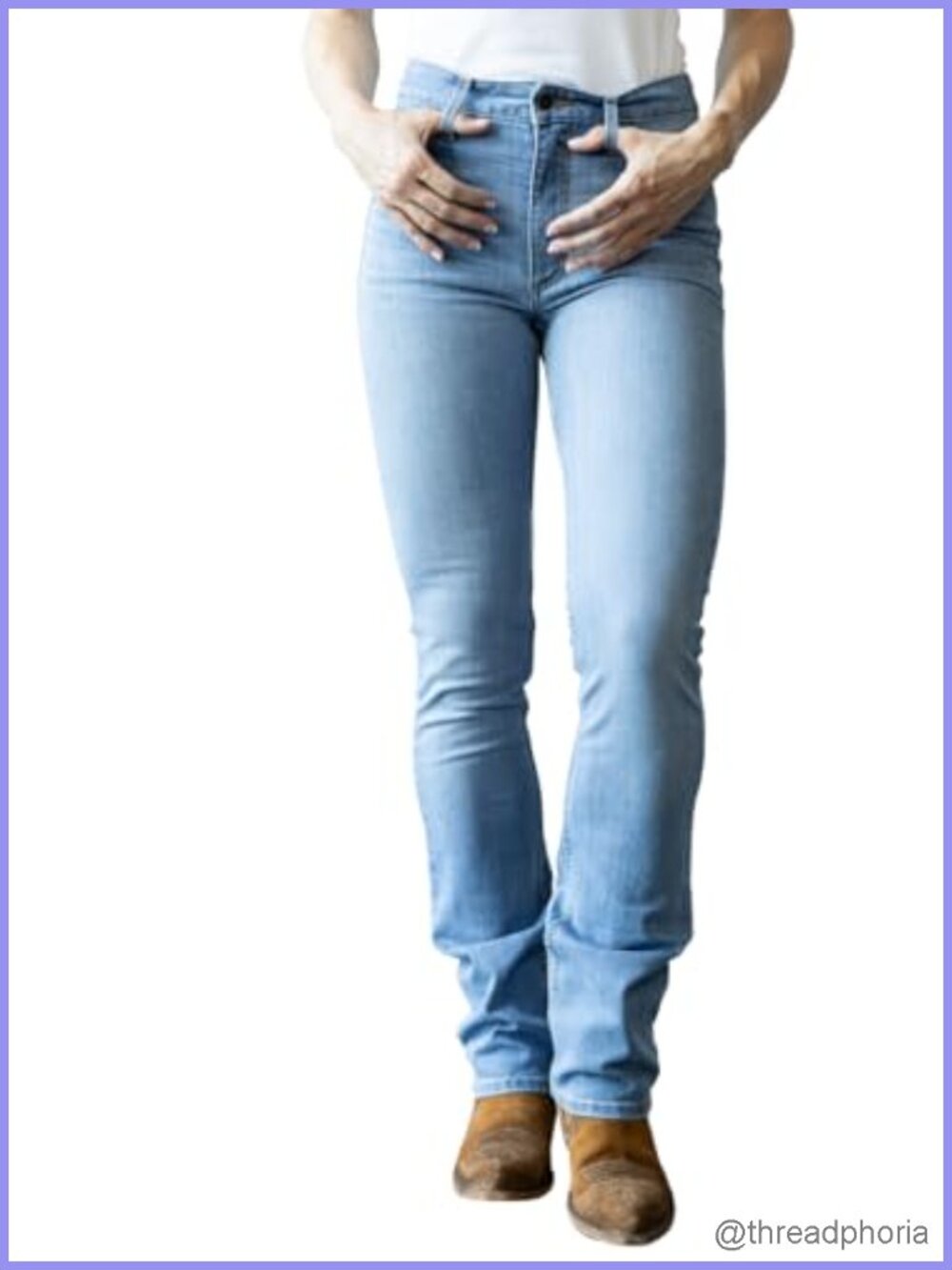 High Rise Slim Bootcut Tri-Blend Denim Jeans Women's Western Casual